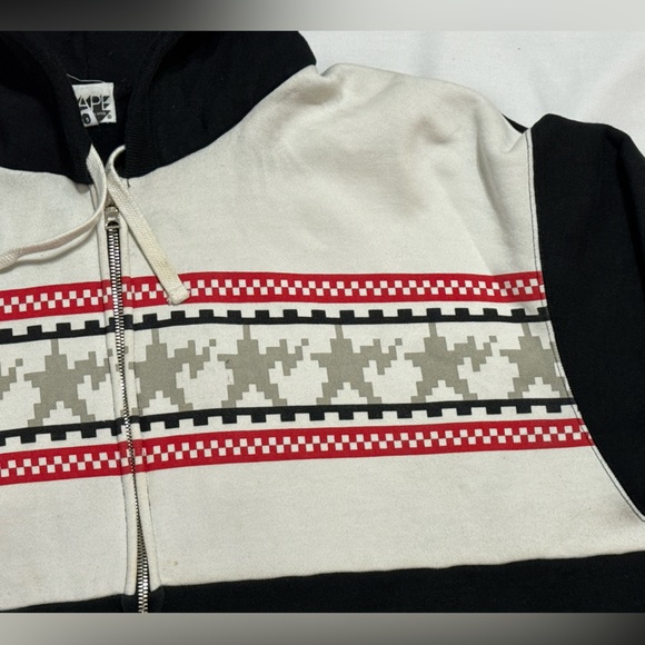 VTG A Bathing Ape BAPE Digital Print Y2K Stars Nigo Parka Zip Hoodie RARE BLACK - Picture 3 of 16
